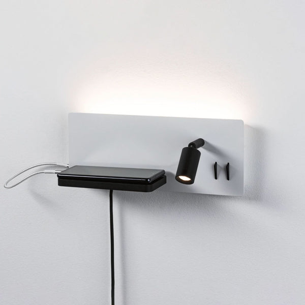 Applique murale LED Serra en métal, noir mat et blanc mat, hauteur 12 cm