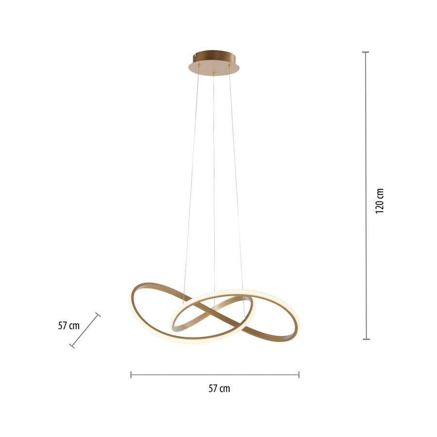 Schéma de dimensions de la suspension, largeur et hauteur indiquées en centimètres