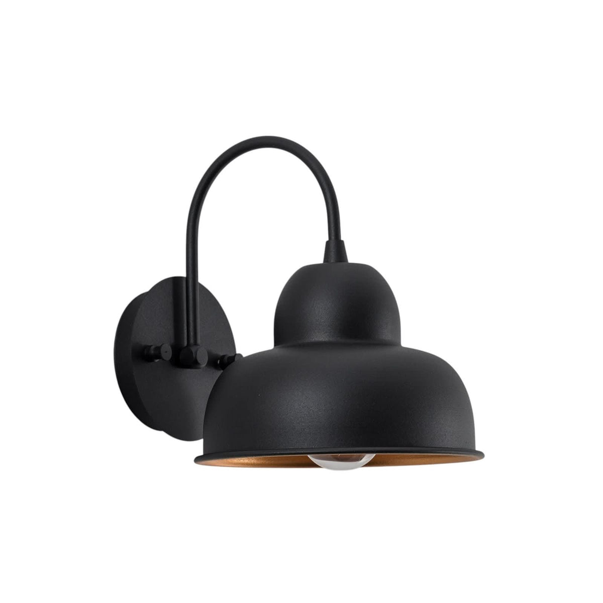 Applique murale Berceste 180-A en métal, noir et or, hauteur 24 cm