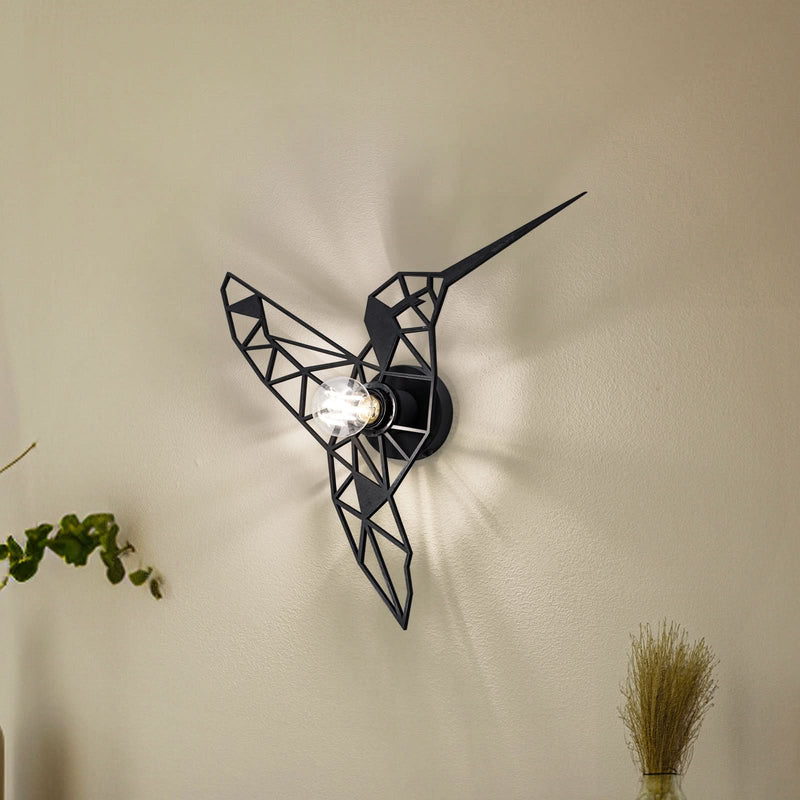 Applique murale W-053 Lasercut en bois, noir, hauteur 44 cm
