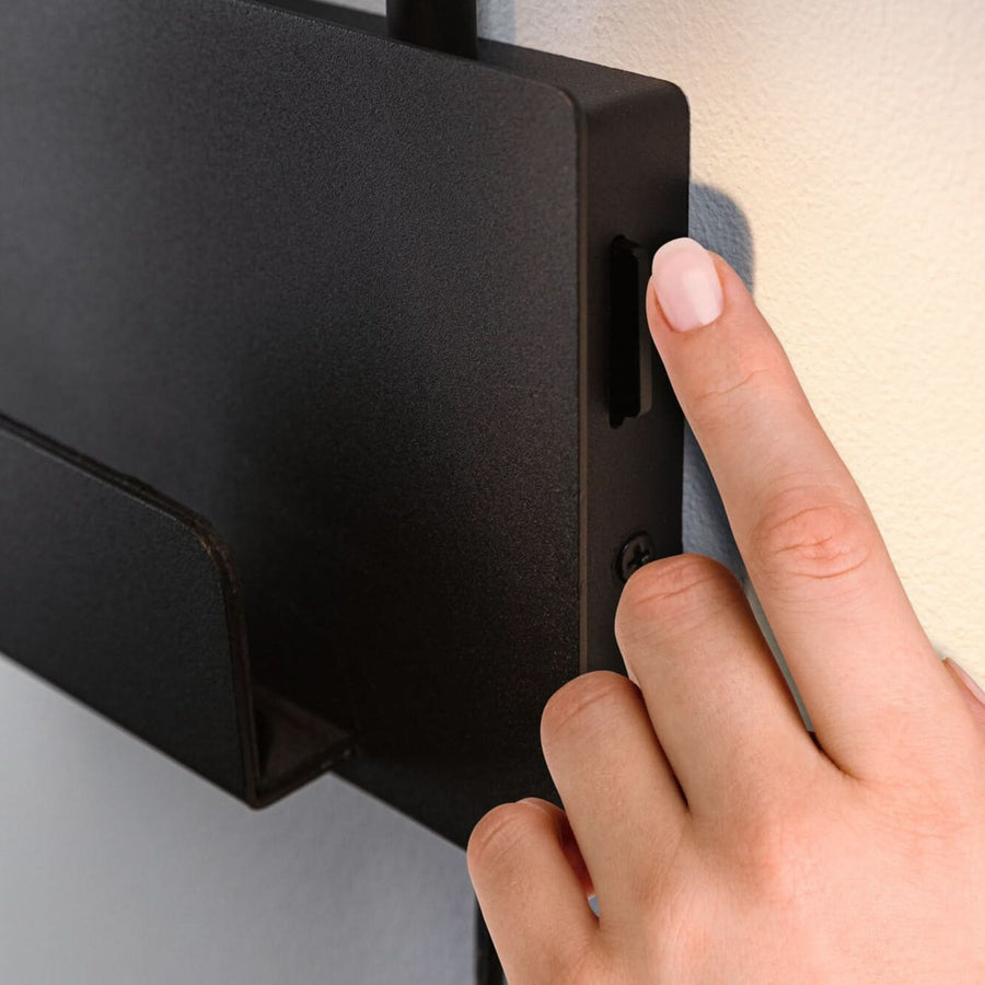 Applique murale LED Halina USB en métal, noir mat, hauteur 25,6 cm