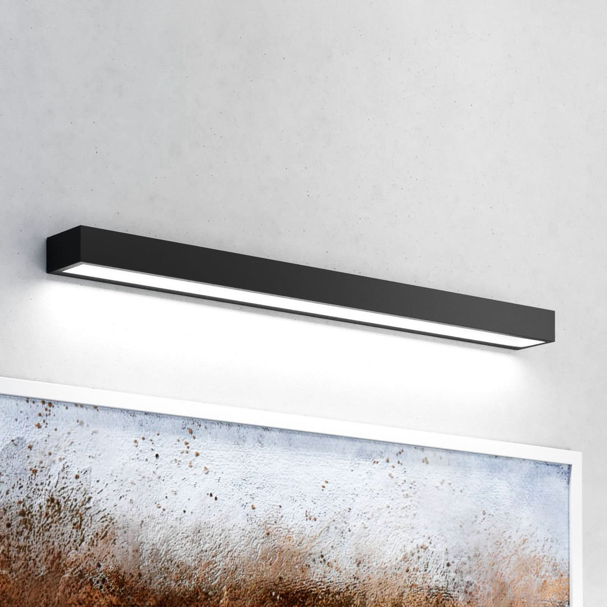Applique murale LED Vola, noir, hauteur 4,5 cm, IP44, 4000 K, 17,2 W