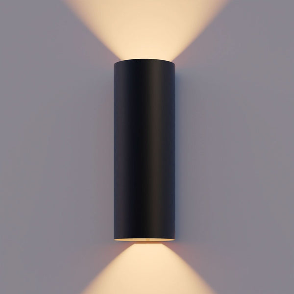 Applique d'extérieur LED Round en verre, noir, hauteur 23 cm, IP54