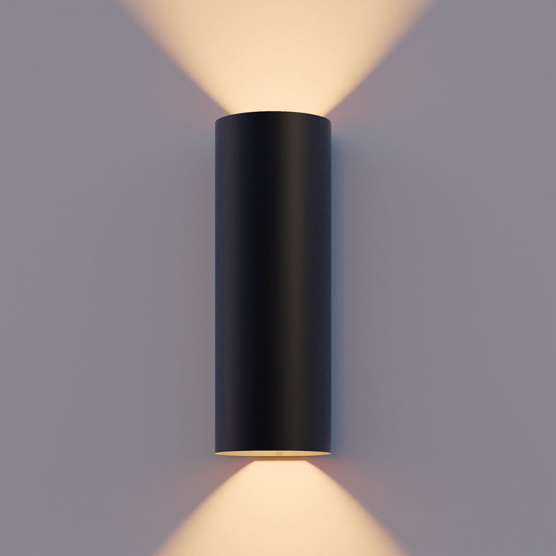 Applique d'extérieur LED Round en verre, noir, hauteur 23 cm, IP54