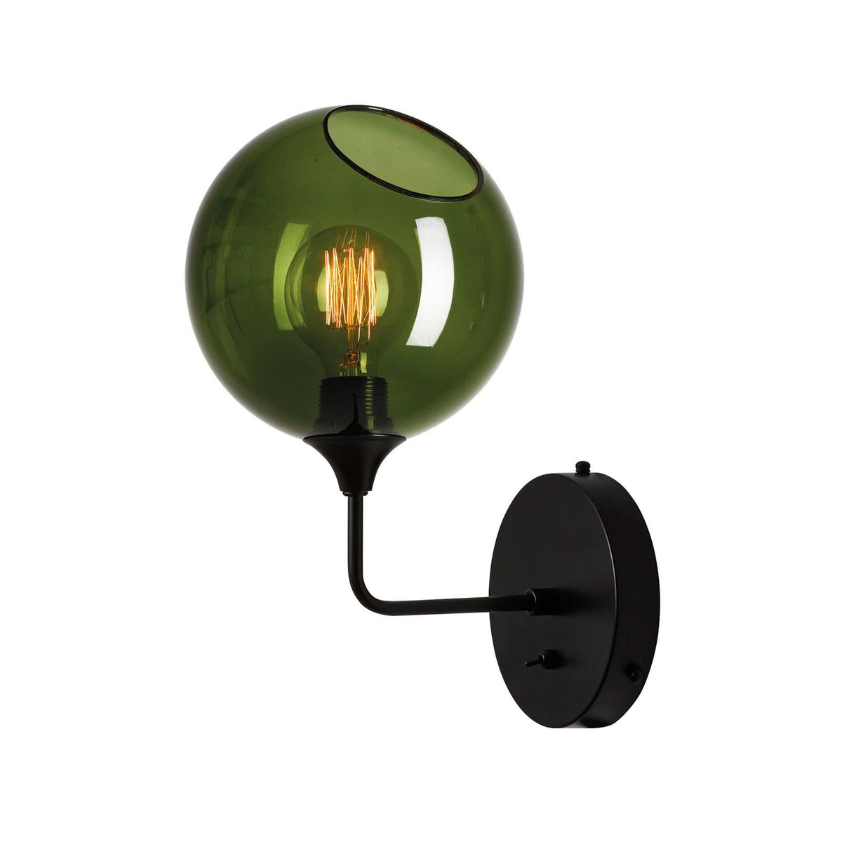 Applique murale Ballroom Short en verre, vert et noir, hauteur 37 cm