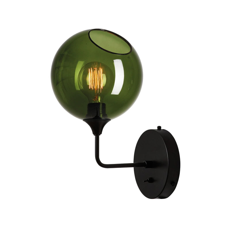 Applique murale Ballroom Short en verre, vert et noir, hauteur 37 cm