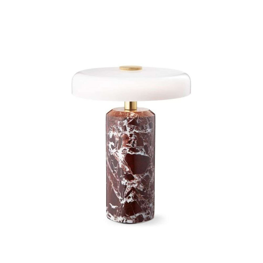 Lampe à poser d'extérieur LED rechargeable Trip en verre, rouge foncé et blanc mat, Ø 17 cm, IP44