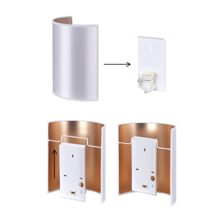 Applique murale en tissu, blanc et crème, hauteur 24 cm