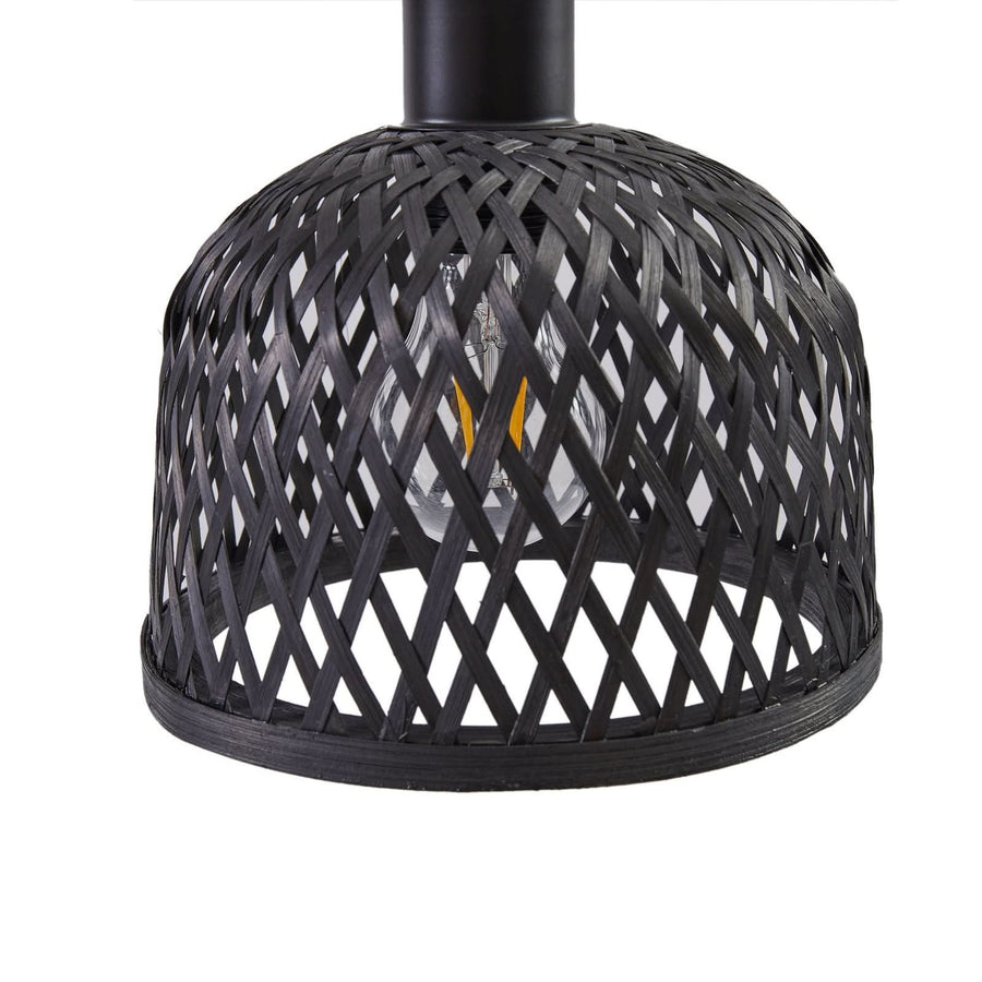 Applique murale Eskil en bambou, noir, Ø 18,5 cm