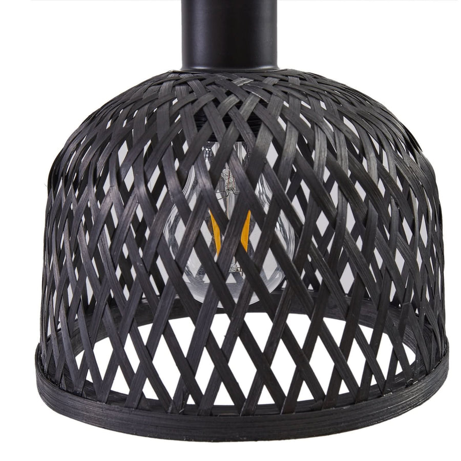 Applique murale Eskil en bambou, noir, Ø 18,5 cm