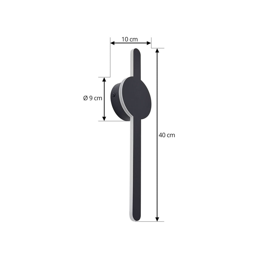 Applique murale LED Borian, noir, hauteur 40 cm