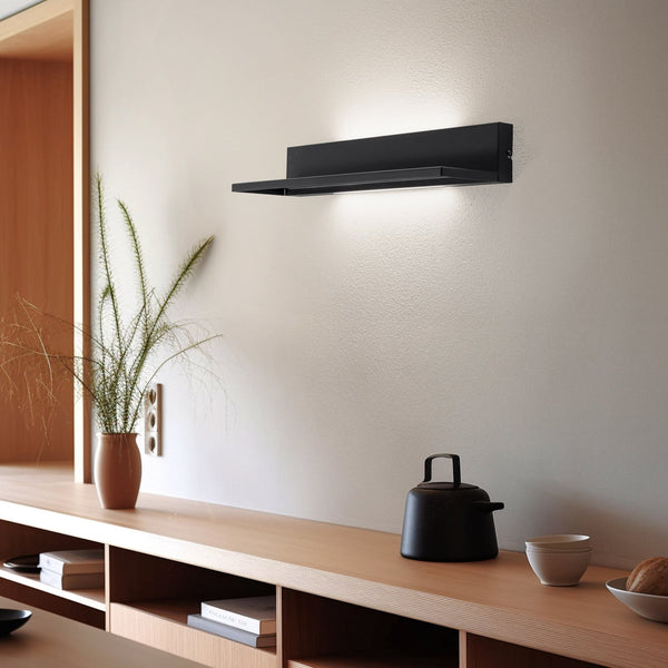 Applique murale LED Shelf en acier, noir, 2 lumières, hauteur 10 cm