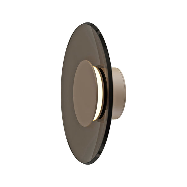 Applique murale LED Moon en verre, bronze et ambre transparent, Ø 32 cm