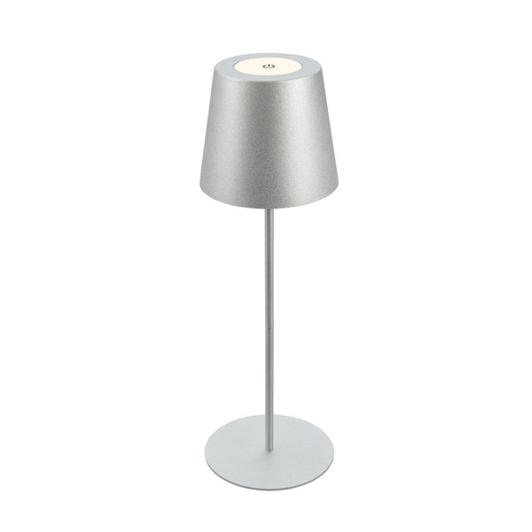 Lampadaire d'extérieur LED rechargeable 7508014 en métal, chromé mat, Ø 10,5 cm, IP44
