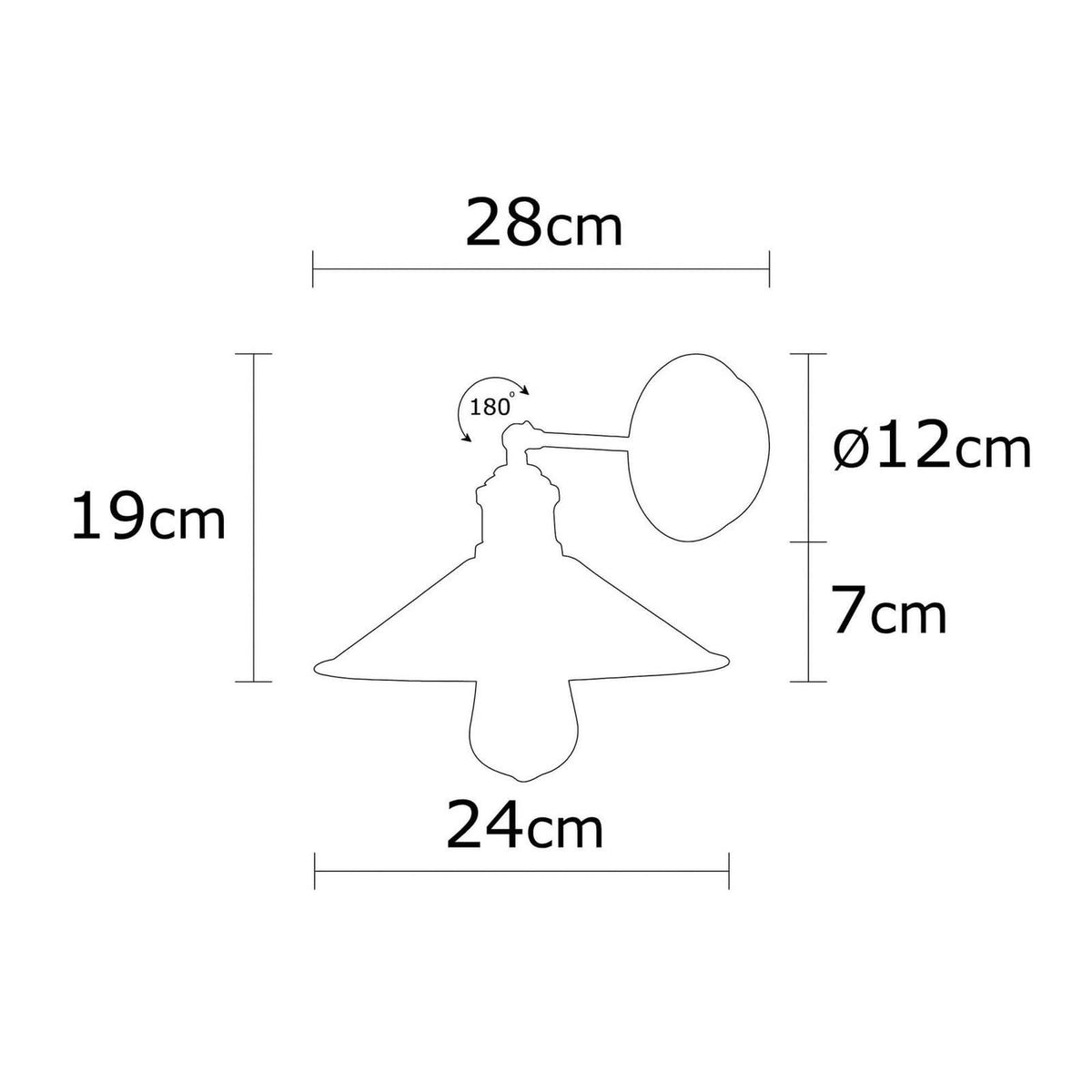 Applique murale Berceste N-663 en métal, noir et cuivré, hauteur 19 cm