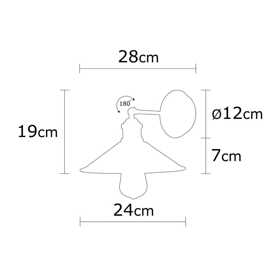 Applique murale Berceste N-663 en métal, noir et cuivré, hauteur 19 cm