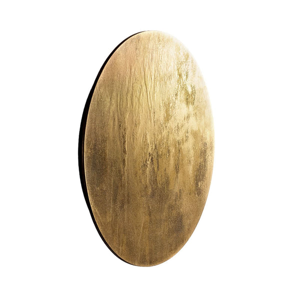 Applique murale LED Ring L en bois, doré, Ø 35 cm