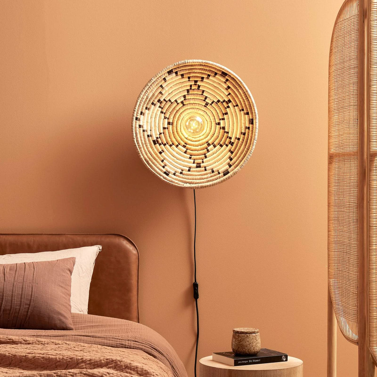 Applique murale Andros en métal, marron clair et blanc, Ø 45 cm