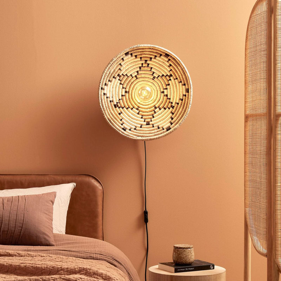 Applique murale Andros en métal, marron clair et blanc, Ø 45 cm