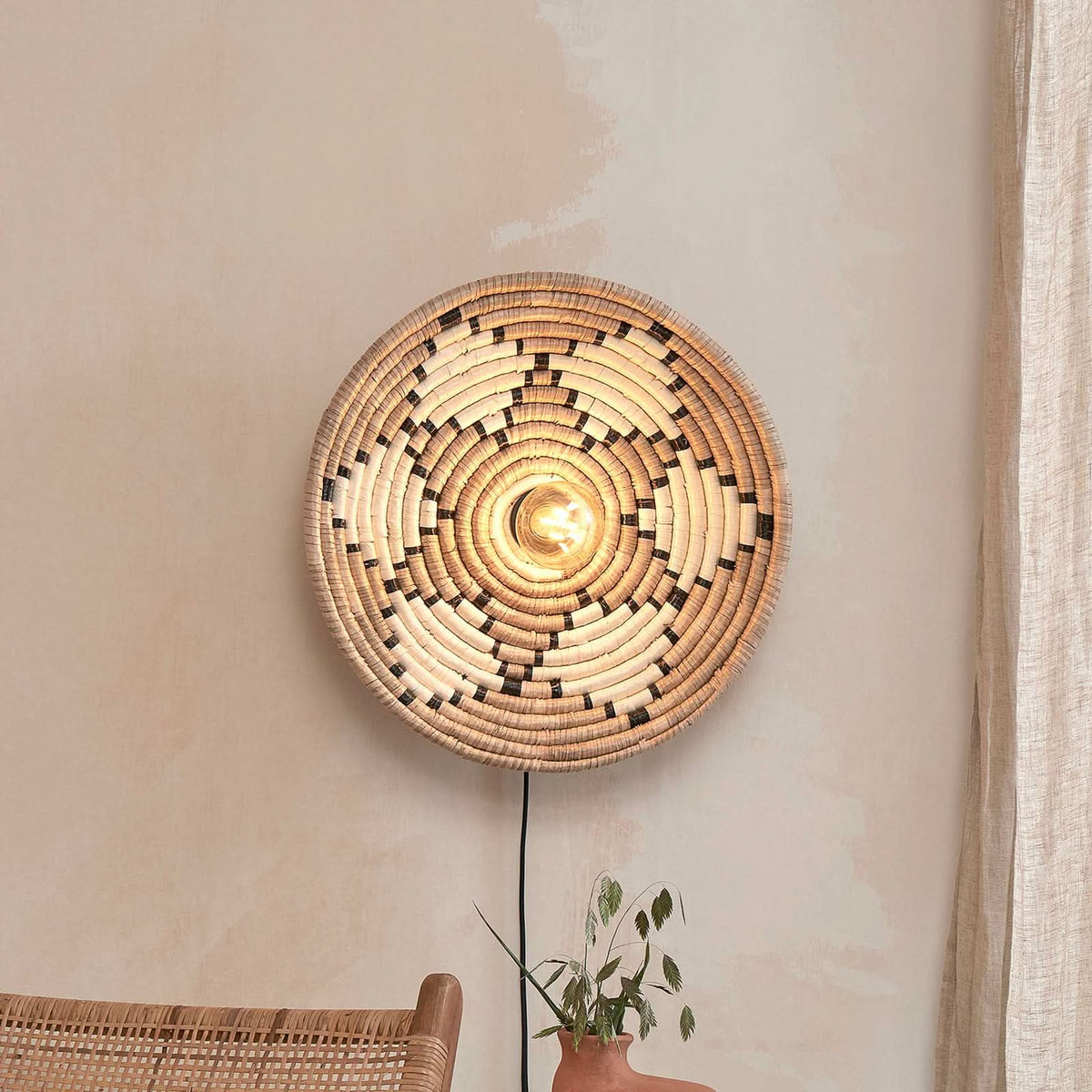 Applique murale Andros en métal, marron clair et blanc, Ø 45 cm