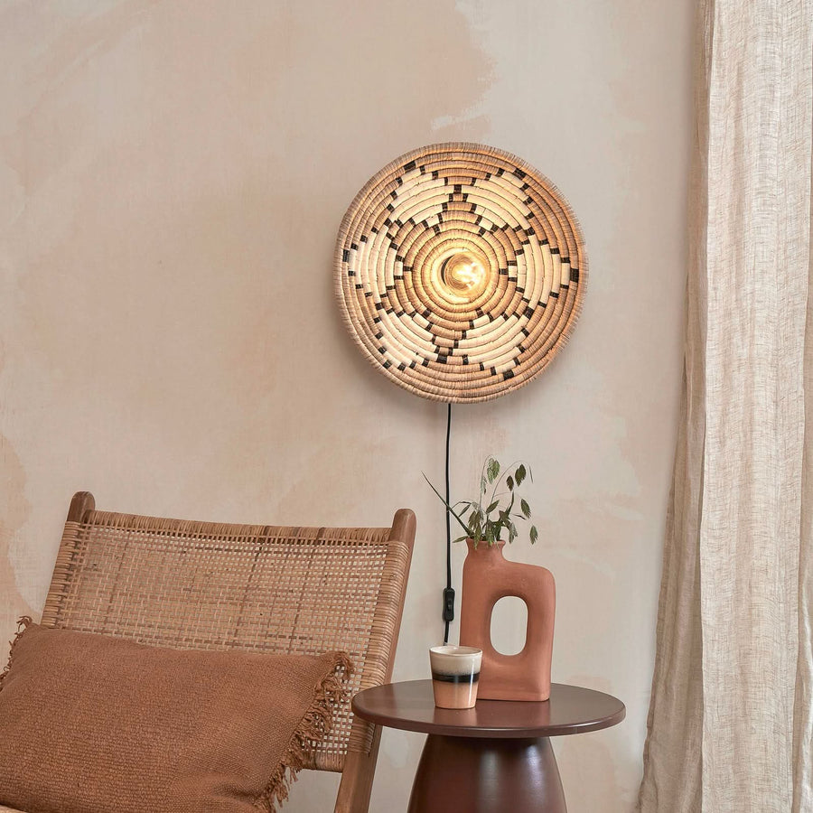 Applique murale Andros en métal, marron clair et blanc, Ø 45 cm