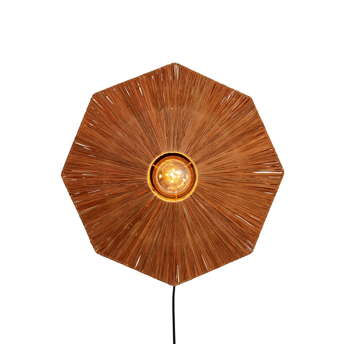 Applique murale Panama en bois, marron et noir, Ø 45 cm