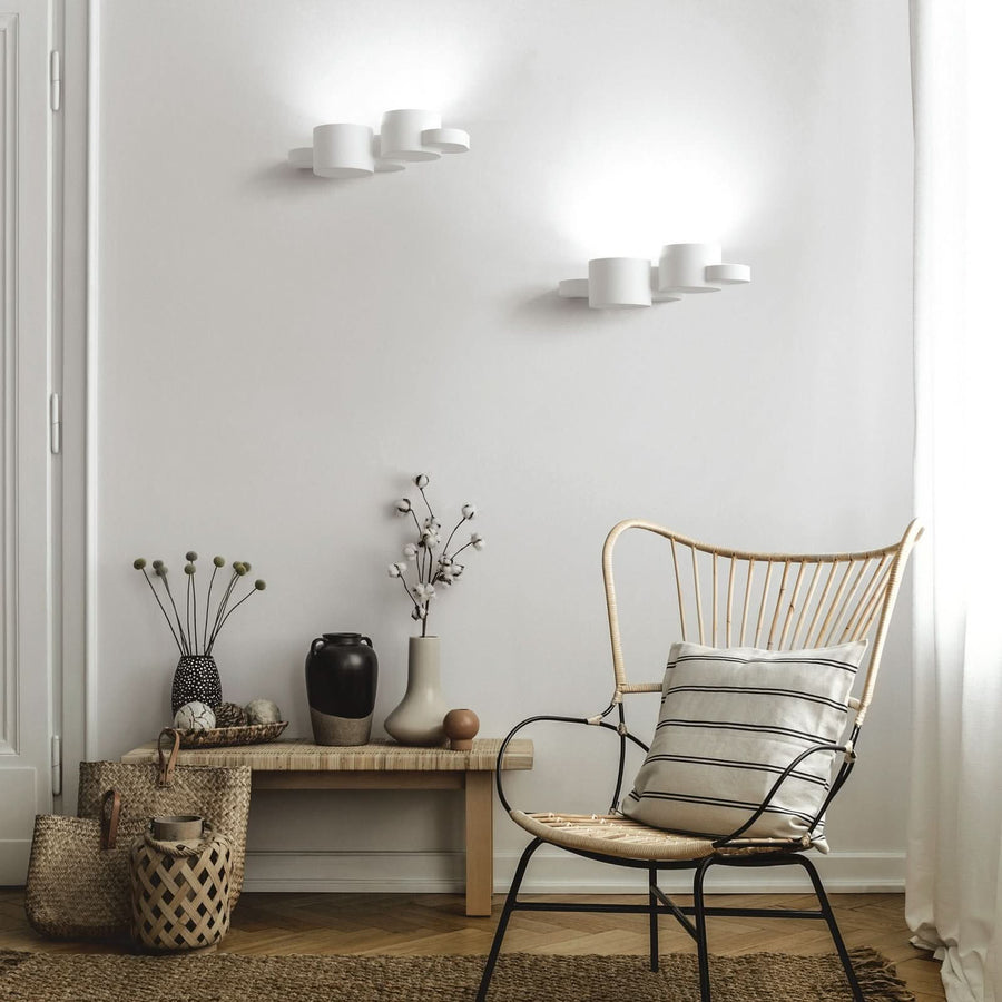 Applique murale Chio en plâtre, blanc, 2 lumières, hauteur 10,5 cm