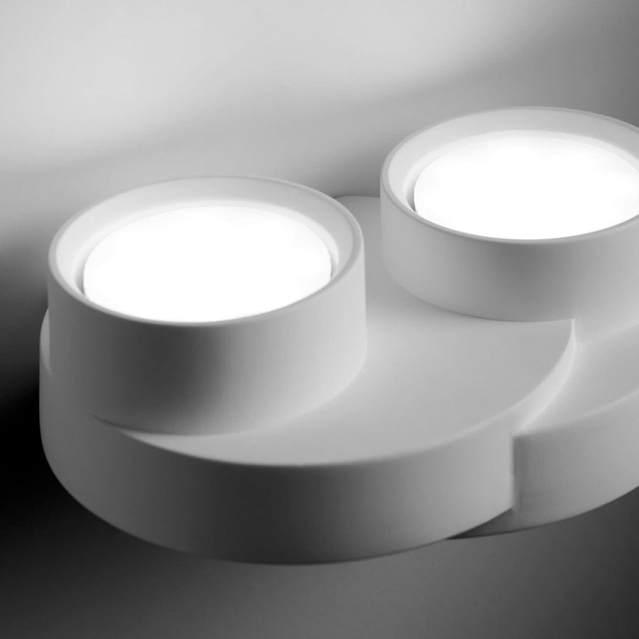 Applique murale Demetra en plâtre, blanc, 2 lumières, hauteur 7 cm