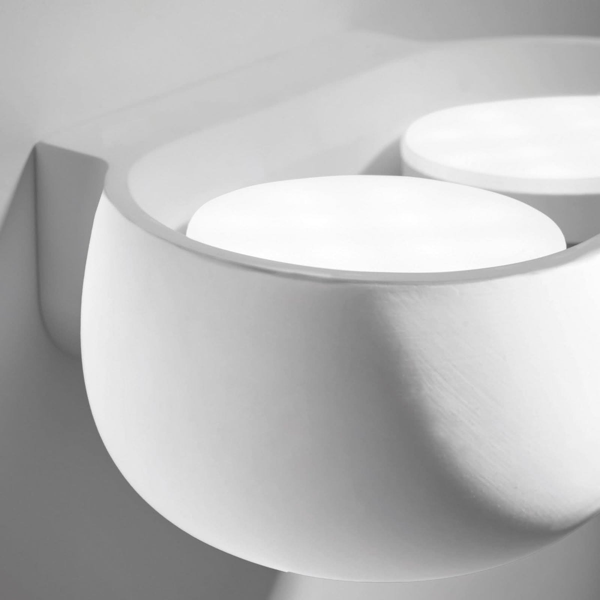 Applique murale Mysia en plâtre, blanc, 2 lumières, hauteur 7,5 cm