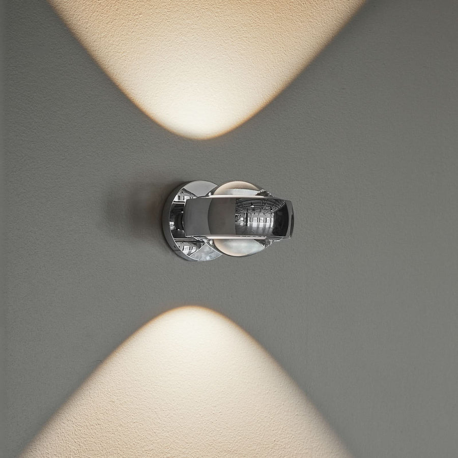 Applique murale LED Optic en verre, chromé brillant, Ø 12 cm