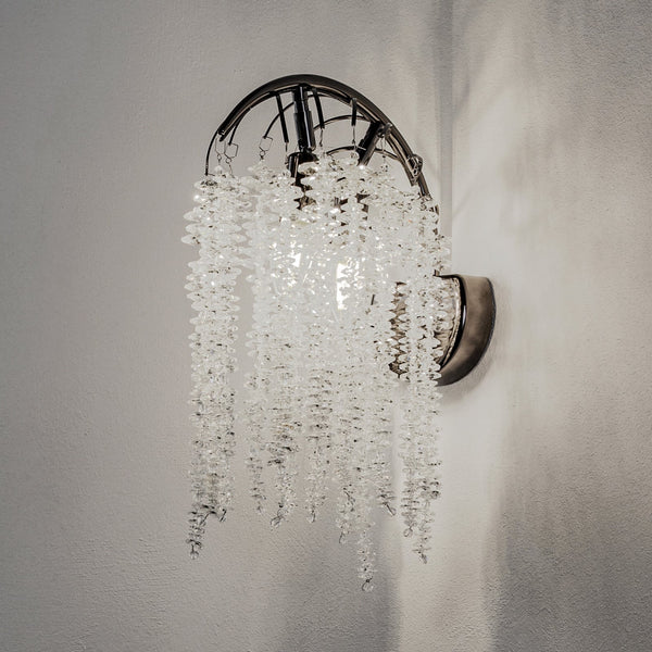 Applique murale Grape en cristal, transparent et noir dichroïque, 2 lumières, hauteur 42 cm