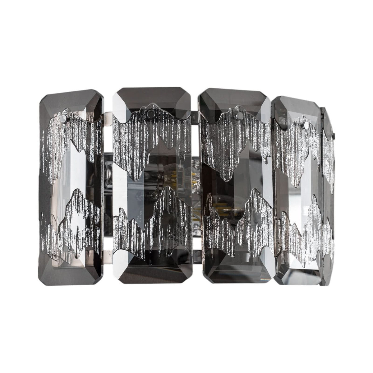 Applique murale Orvin en verre, transparent et chromé, 2 lumières, hauteur 20 cm