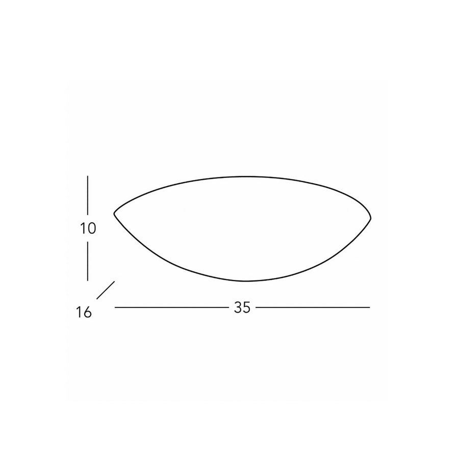 Schéma coté : 35 cm de large, 16 cm de profondeur, 10 cm de hauteur