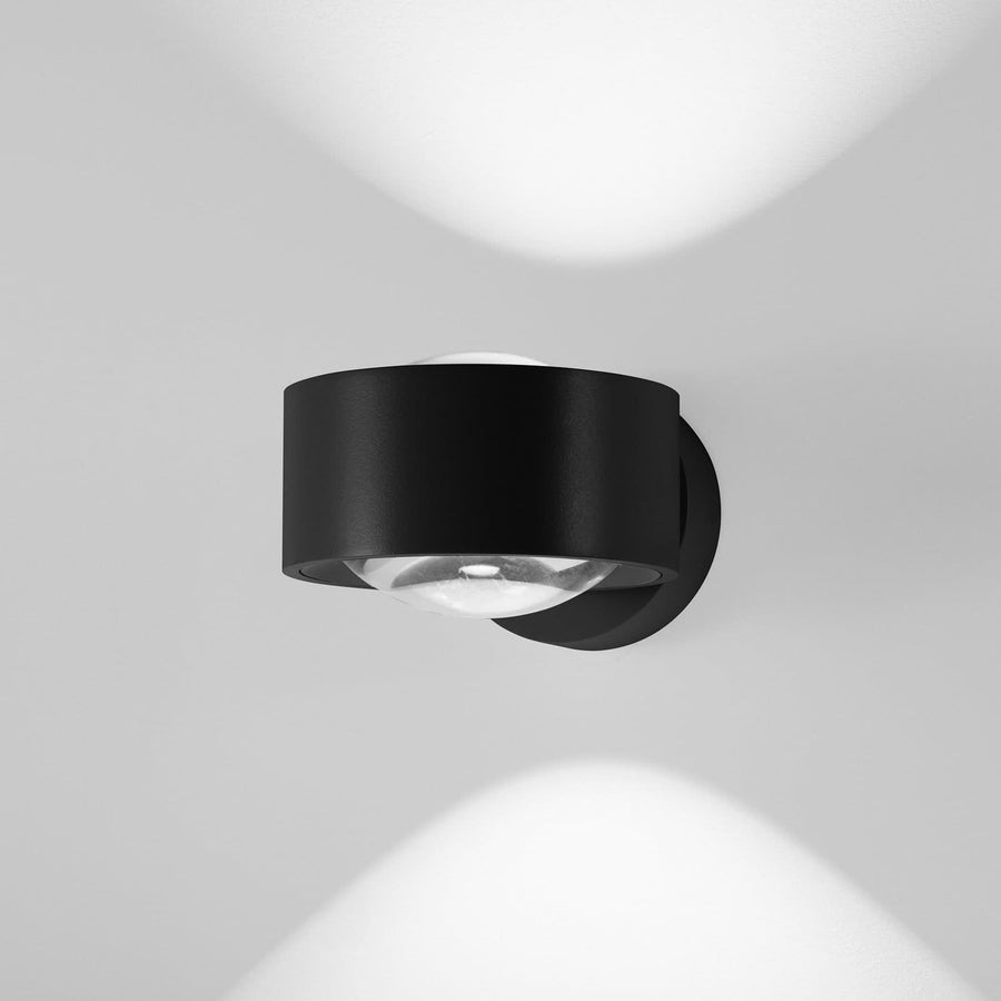 Applique murale LED Clippo Optic en aluminium, noir, 2 lumières, Ø 12 cm