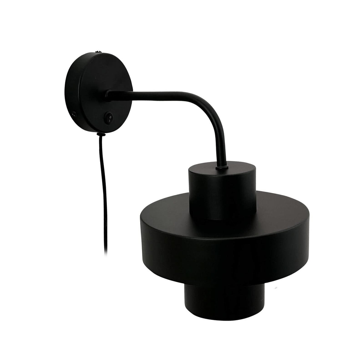 Applique murale Stoke en métal, noir brillant, Ø 20 cm