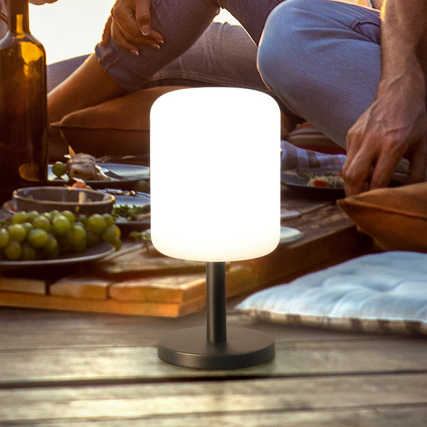 Lampe à poser d'extérieur LED rechargeable Volterra Pro en métal, blanc et anthracite, Ø 12 cm, IP54