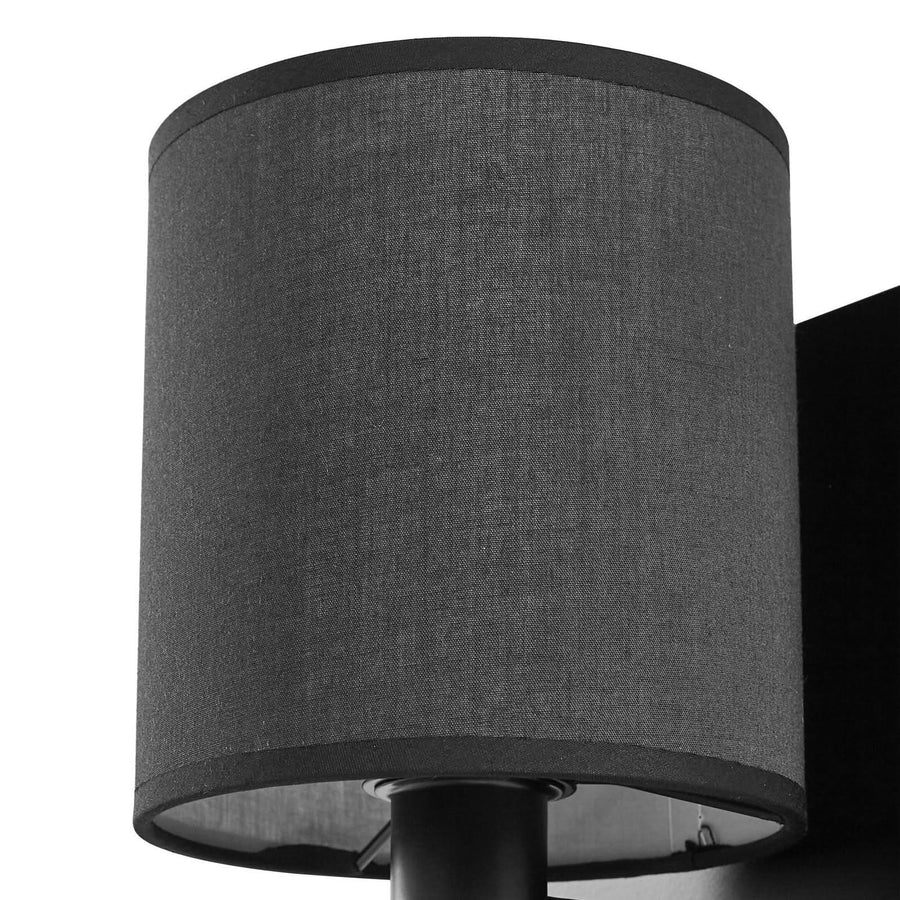 Applique murale Aiden en tissu, noir, 2 lumières, hauteur 30,8 cm