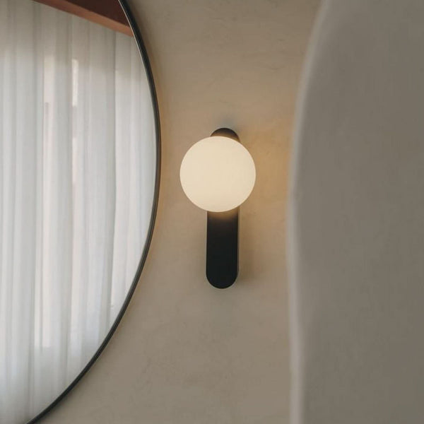 Applique murale LED Perlina en verre, noir, hauteur 23,7 cm, IP44, 8,8 W, largeur 5,7 cm