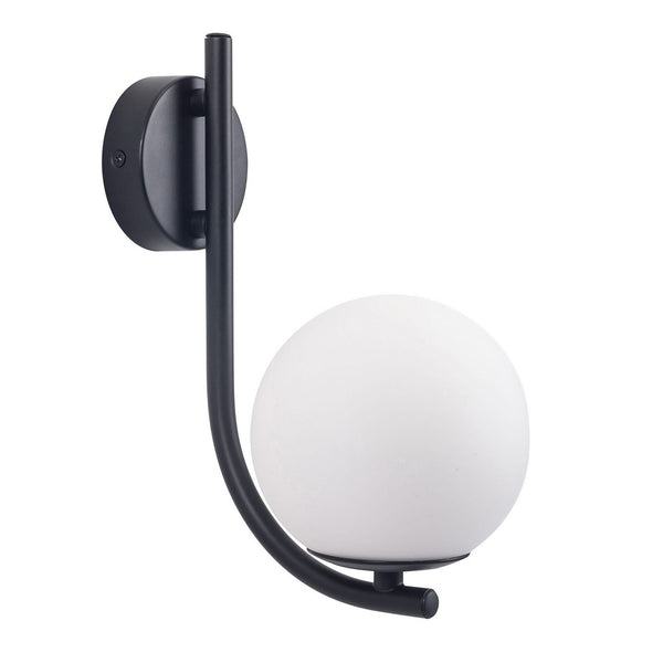 Applique murale Sfera Single en aluminium, noir, hauteur 24,8 cm, IP44
