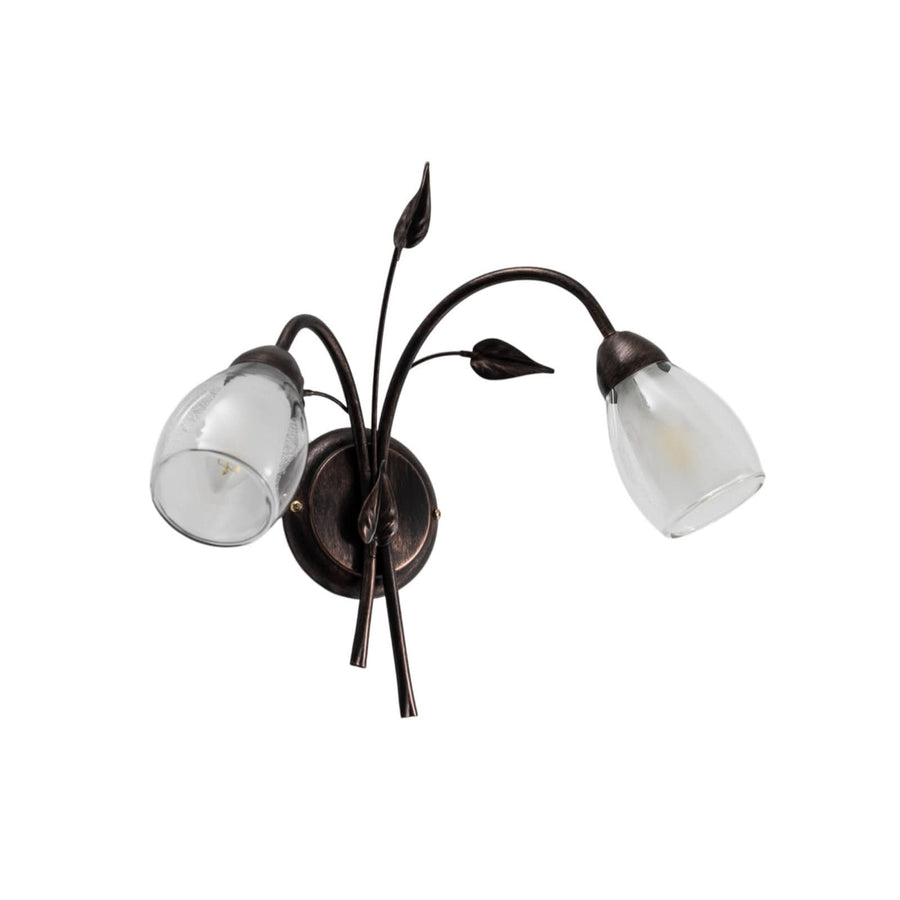 Applique murale Liliana en verre, noir doré décapé et transparent, 2 lumières, hauteur 37 cm