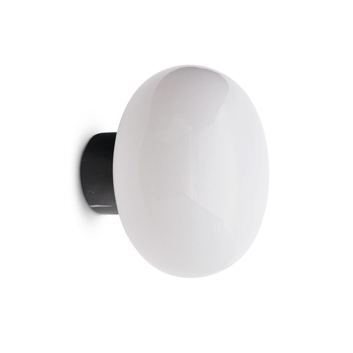 Applique murale Karl-Johan en verre, blanc et noir, Ø 23 cm, IP44