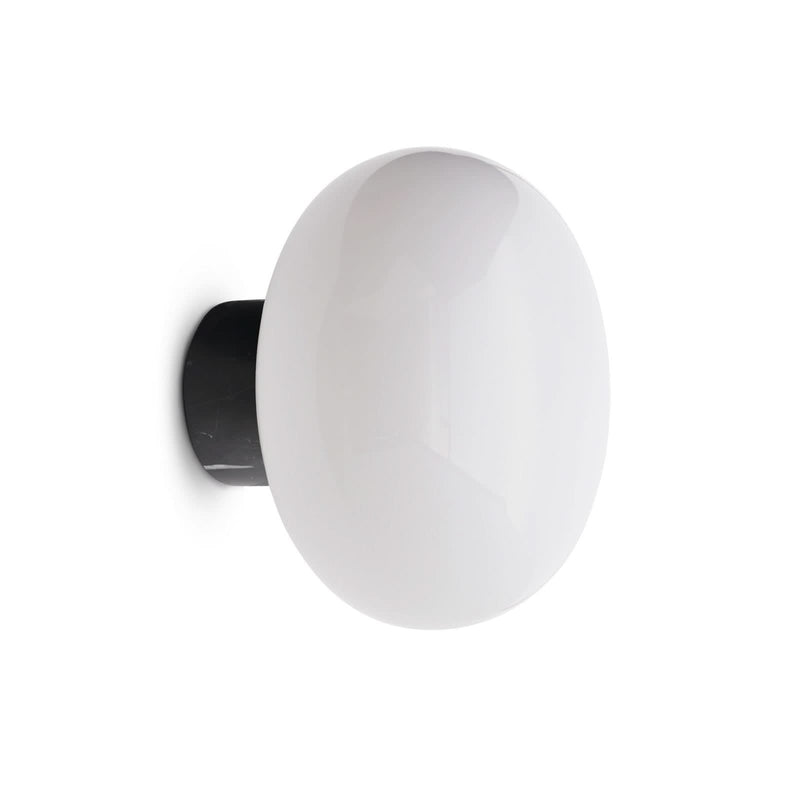 Applique murale Karl-Johan en verre, blanc et noir, Ø 23 cm, IP44