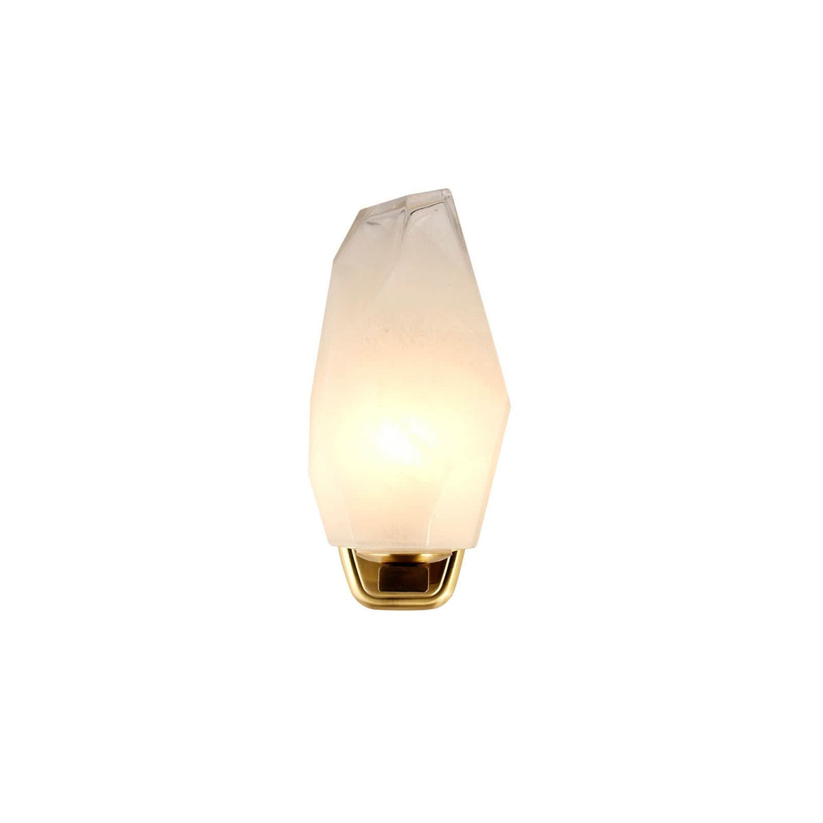 Applique murale Rocky en verre, doré et blanc, hauteur 22 cm, IP44