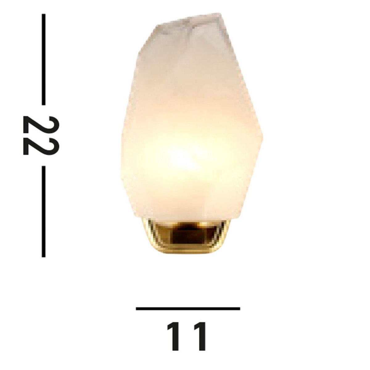 Applique murale Rocky en verre, doré et blanc, hauteur 22 cm, IP44
