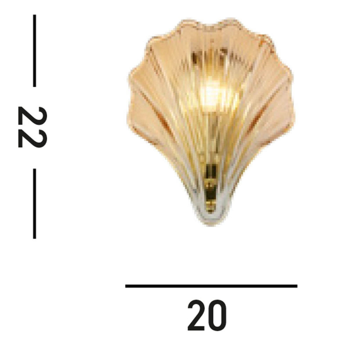 Applique murale Shell en verre, ambre teinté, hauteur 22 cm, IP44
