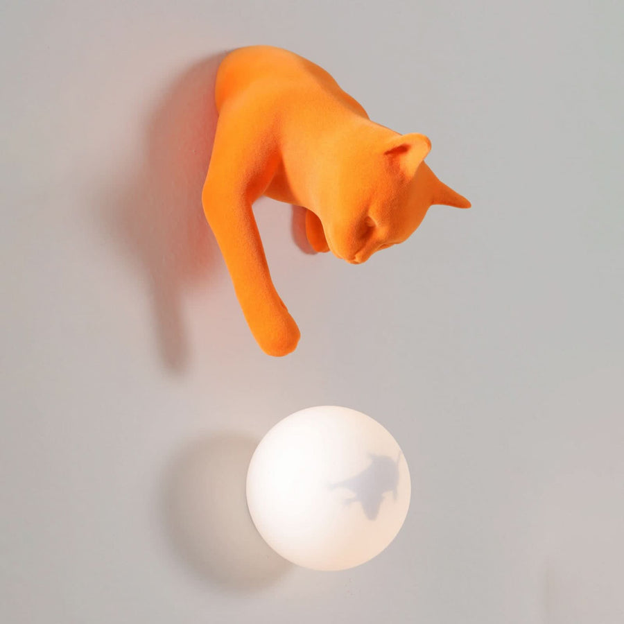 Applique murale Maoo en verre, orange et blanc satiné, Ø 12 cm