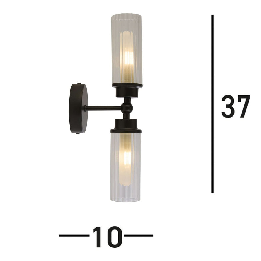 Applique murale Imperial en verre, noir et blanc, 2 lumières, hauteur 10 cm, IP44