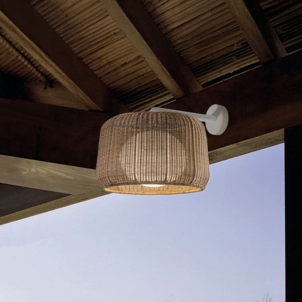 Applique d'extérieur LED Fora A en aluminium, blanc et beige, Ø 50 cm