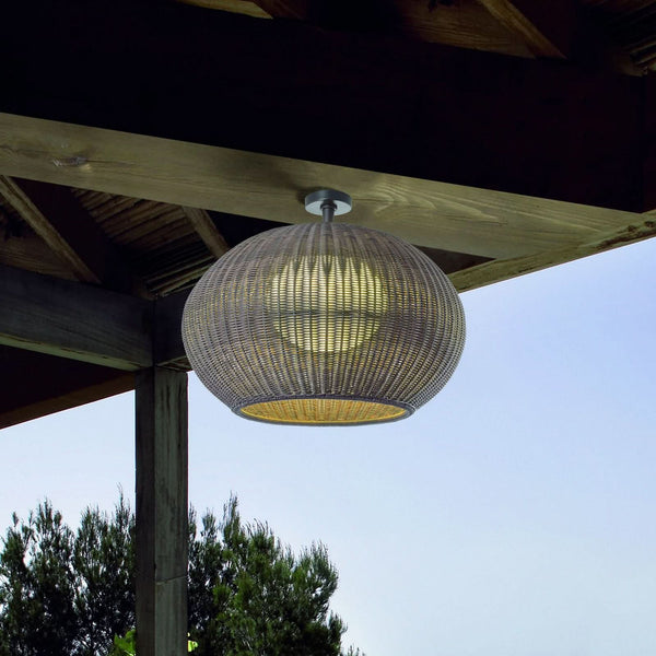 Plafonnier d'extérieur LED Garota en aluminium, ivoire et blanc, Ø 27 cm