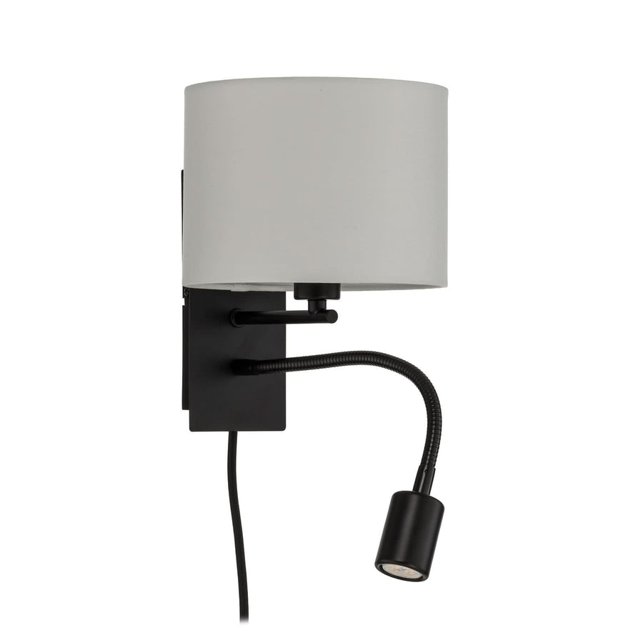 Applique murale Florens en tissu, blanc et noir, 2 lumières, hauteur 23,5 cm